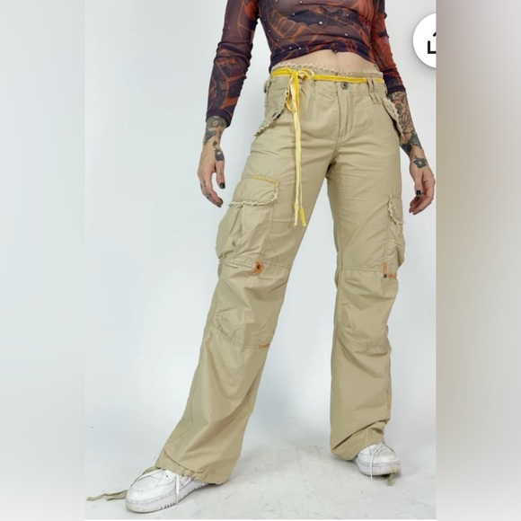 Y2K Guess low rise green Cargo pants size 0 with the bow - Picture 5 of 13